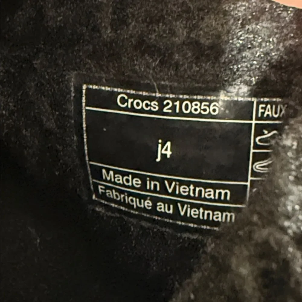 Crocs Black Fuzzy Slippers 4Y